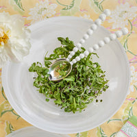 White Pearled Salad Servers