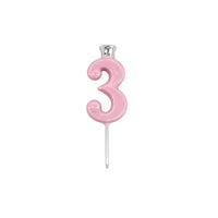 Pink Number Candle Holder - Number 3
