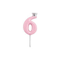 Pink Number Candle Holder - Number 6
