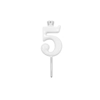White Number Candle Holder - Number 5