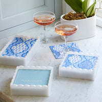 White Scalloped Guest Towel Box with Insert