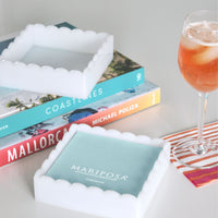 White Scalloped Napkin Box with Insert