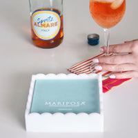 White Scalloped Napkin Box with Insert