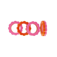 Orange and Pink Scallop Napkin Ring Set of 4