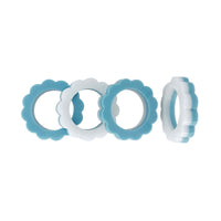 Teal and White Scallop Napkin Ring Set of 4