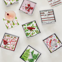 Red Bow Beaded Napkin Box Set