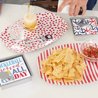 Red Simple Stripes Platter