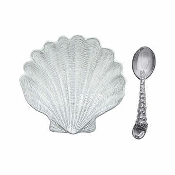 Scallop Ceramic Canape Plate with Spoon | Mariposa Ceramics