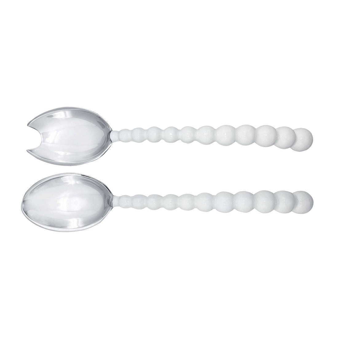 White Pearled Salad Servers