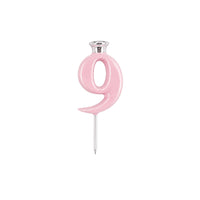Pink Number Candle Holder - Number 9