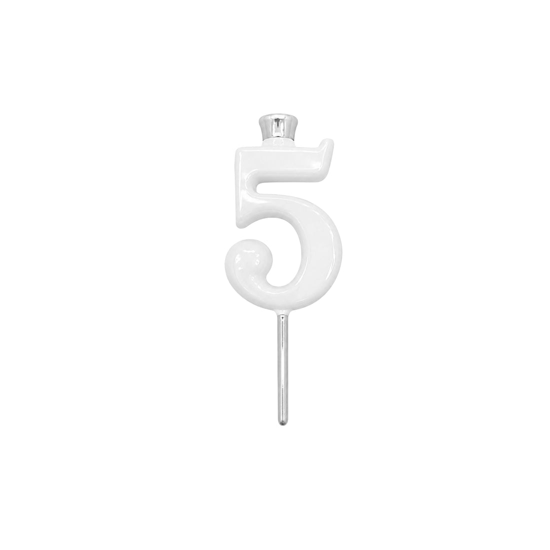 White Number Candle Holder - Number 5