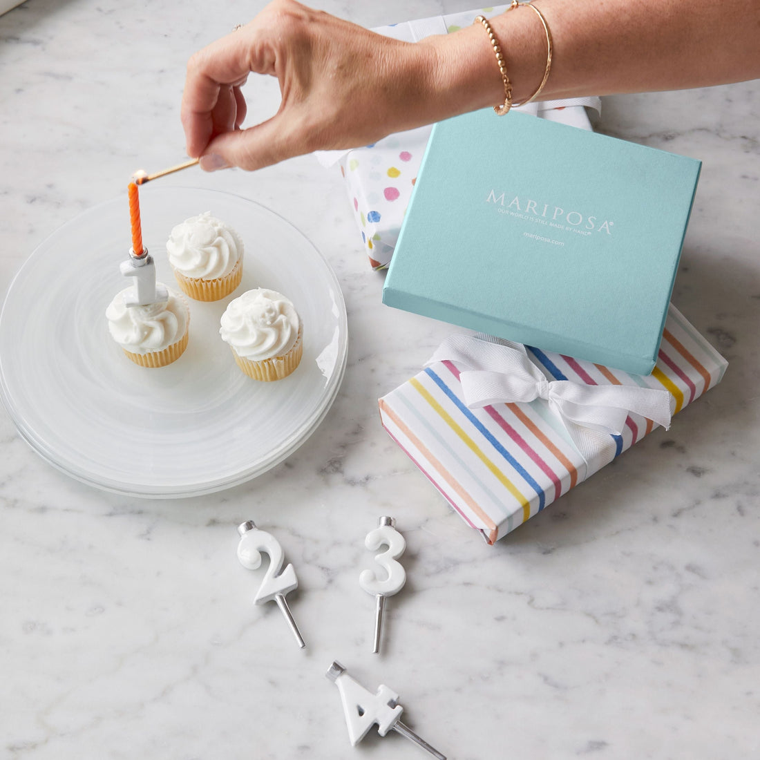 White Number Candle Holder - Number 0