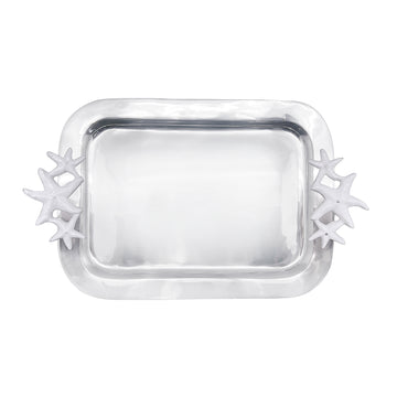 White Starfish Handled Tray