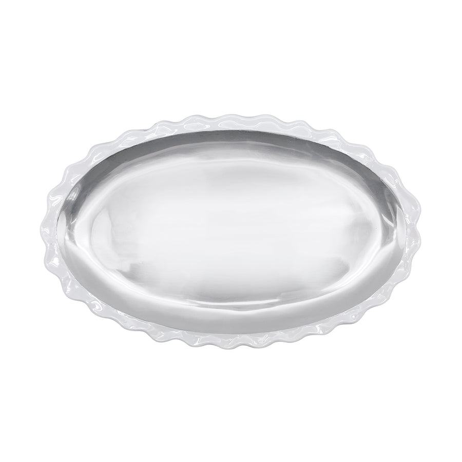 White Wavy Oval Platter