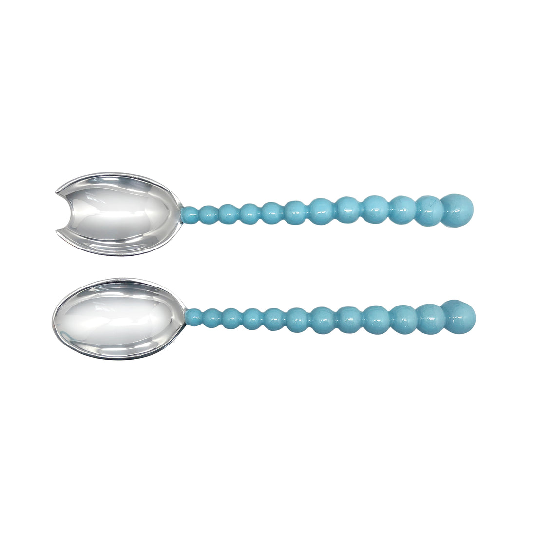 Pearled Aqua Large Salad Servers