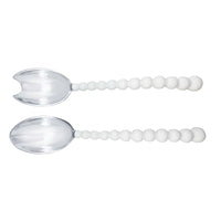 White Pearled Large Salad Servers