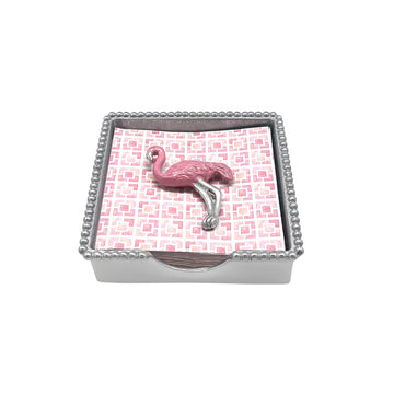 Pink Flamingo Beaded Napkin Box Set