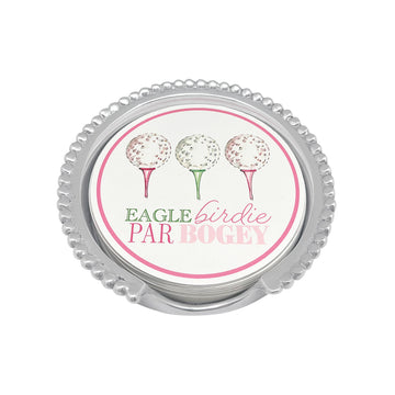 Ladies' Eagle, Birdie, Par, Bogey Golf Beaded Coaster Set