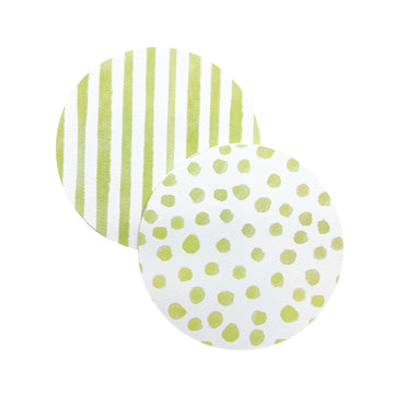 Green Dotty and Stripe Coaster Refill Pack of 40