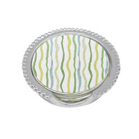 Green Dotty and Stripe Beaded Coaster Set