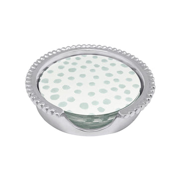 Teal Dotty and Stripe Beaded Coaster Set