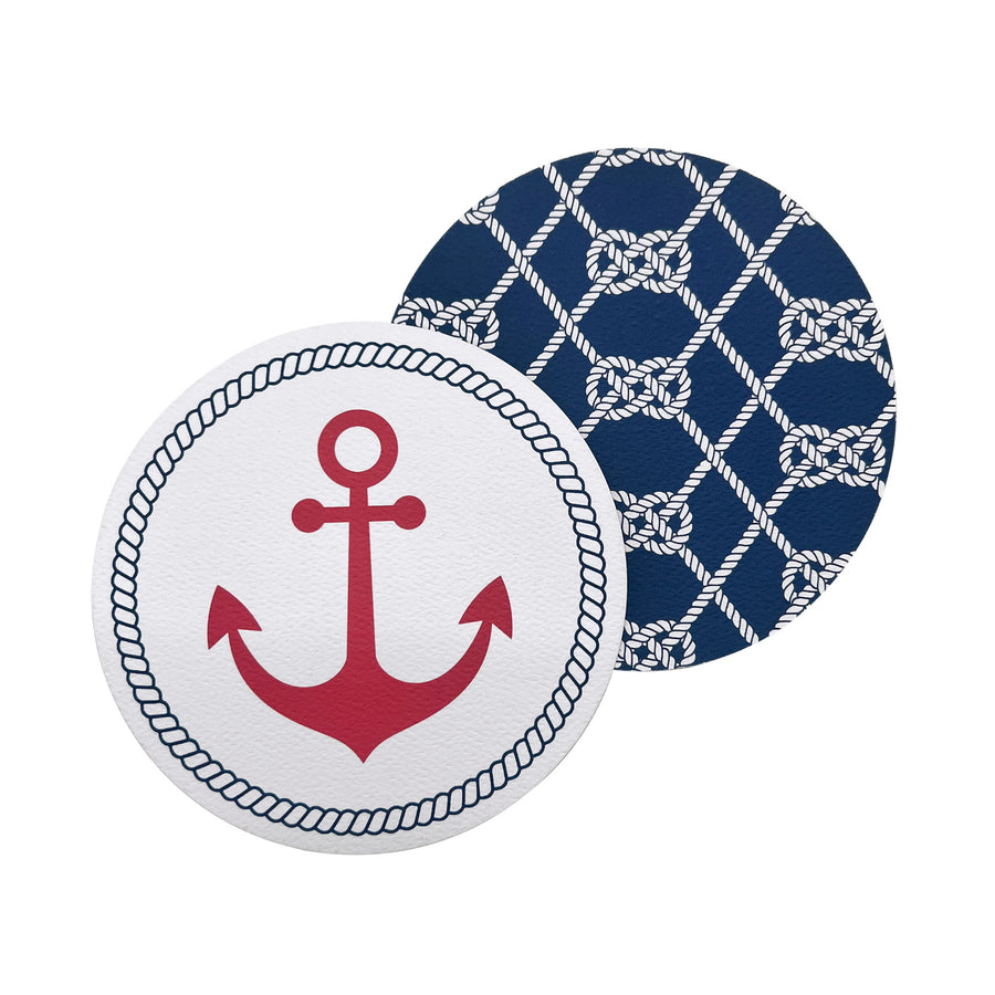 Red Anchor and Nautical Knots Coaster Refill, 40 Count