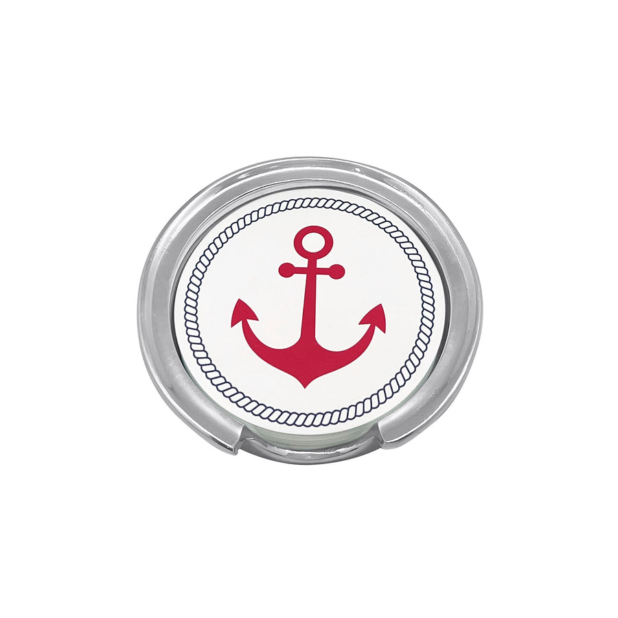 Red Anchor and Nautical Knots Signature Coaster Set