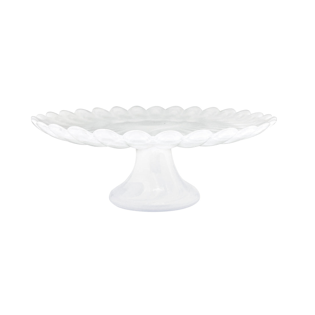 Alabaster White Scalloped Small Cake Stand