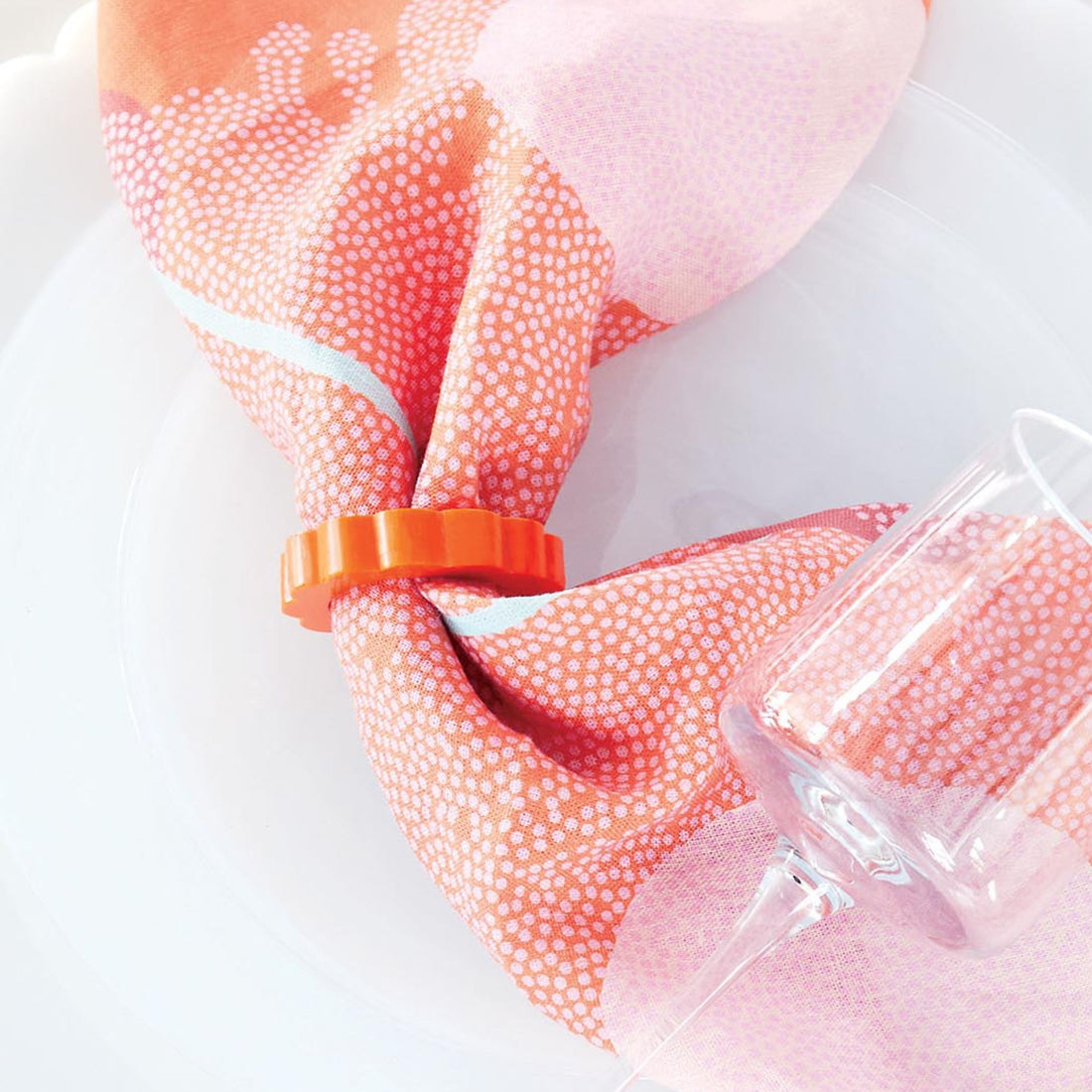 Orange Scallop Napkin Ring Set of 4