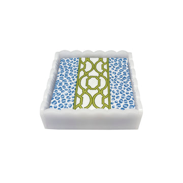Knots And Spots White Scalloped Cocktail Napkin Box Set