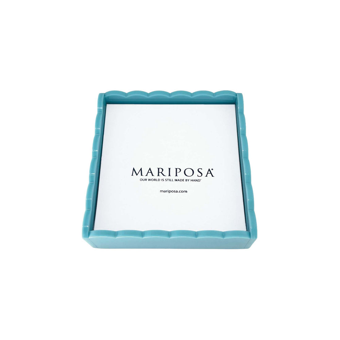 Teal Scallop Napkin Box with Insert