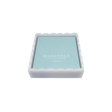 White Scalloped Napkin Box with Insert
