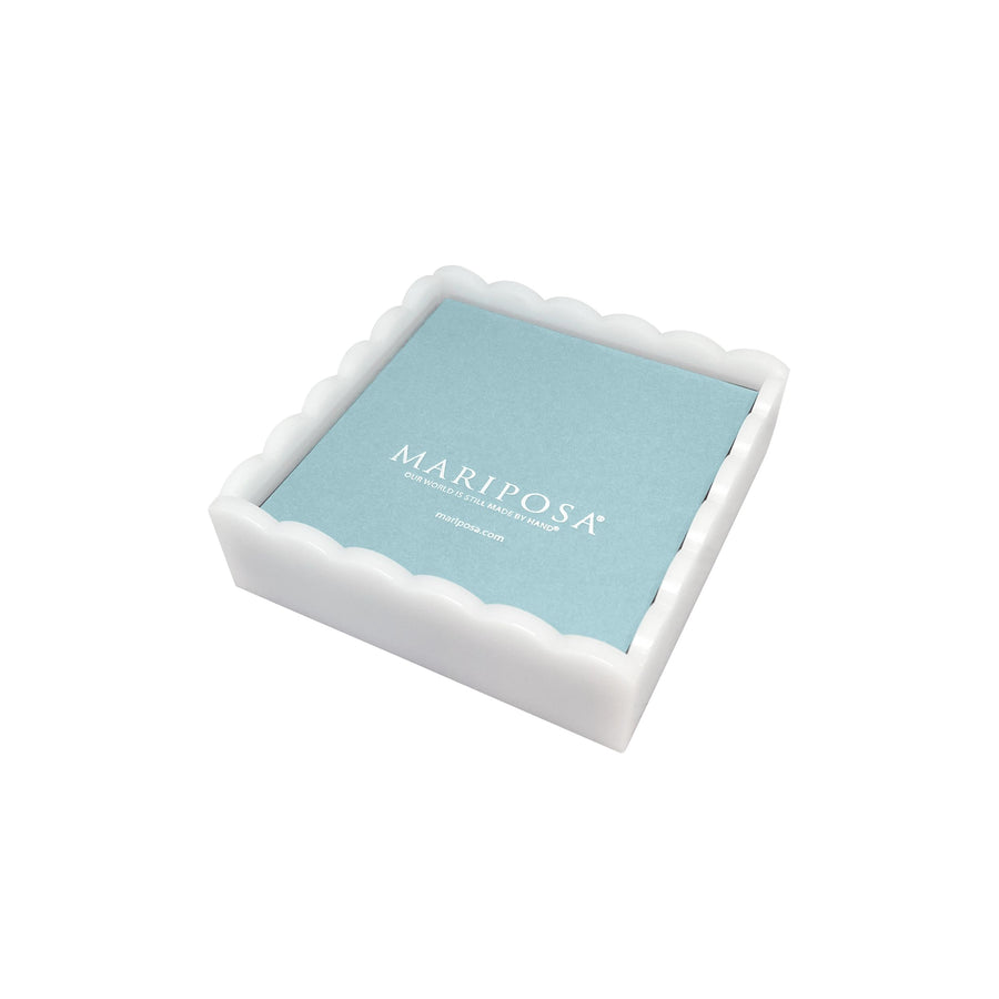 White Scalloped Napkin Box with Insert