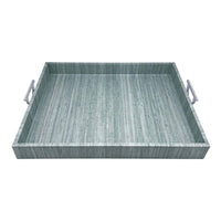 Capri Faux Grasscloth Tray With Metal Handles