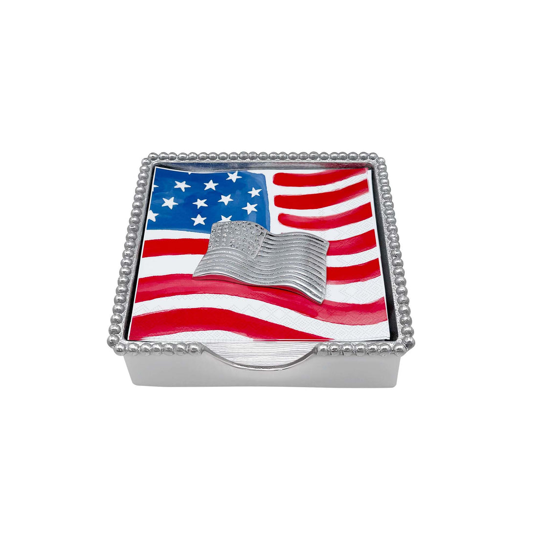 American Flag Beaded Napkin Box Set