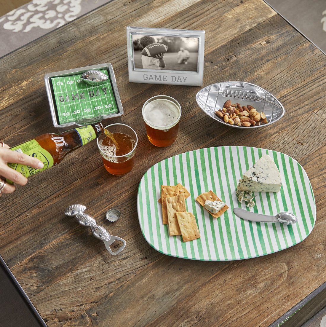 Dark Green Simple Stripes Platter