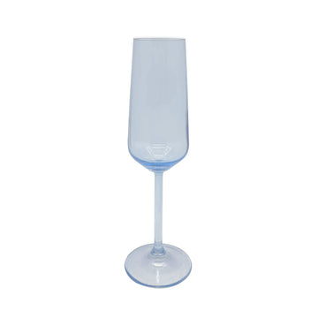 Fine Line Light Blue with White Rim Champagne Flute Glass Set of 4