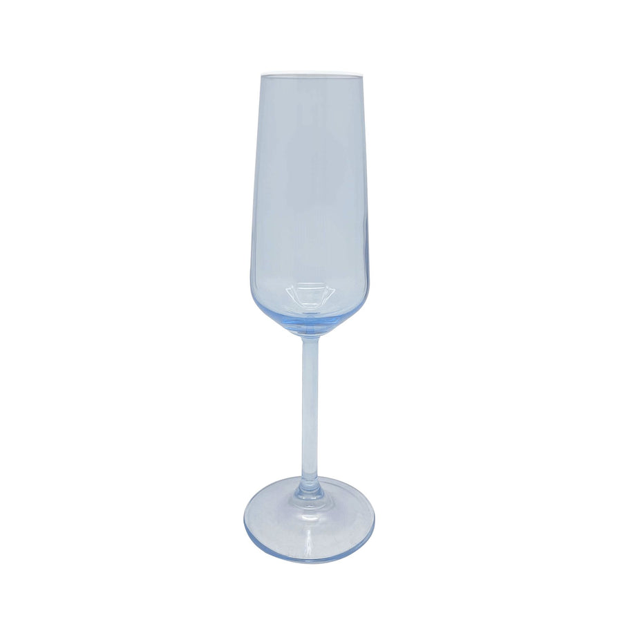 Fine Line Light Blue with White Rim Champagne Flute Glass Set of 4