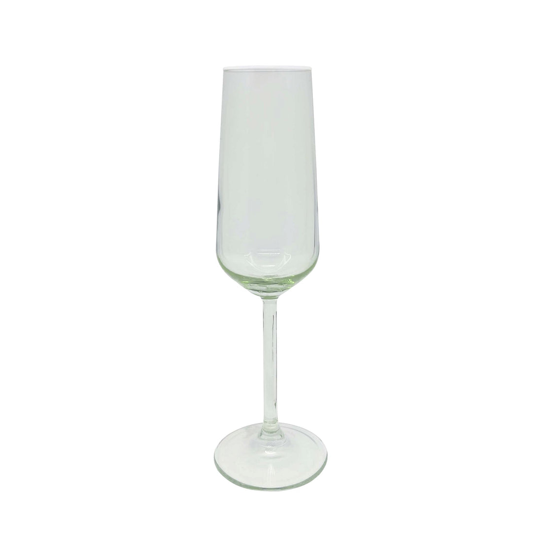 Fine Line Light Green with White Rim Champagne Flute Glass Set of 4