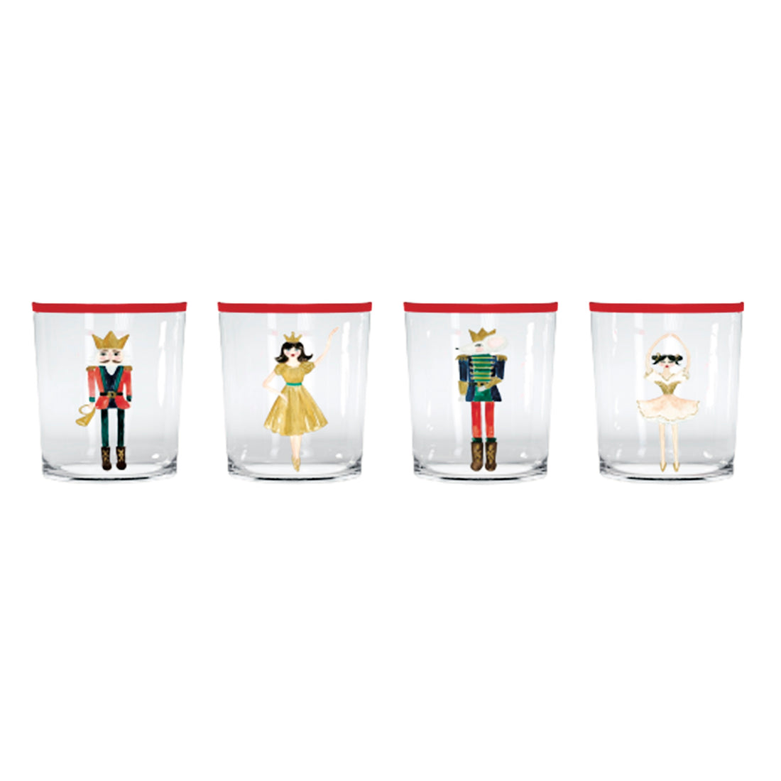 Nutcracker Suite of 4 Double Old Fashion Glasses