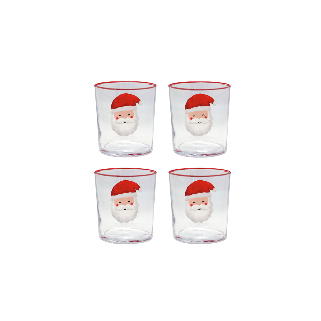 Santa Suite of 4 Double Old Fashion Glasses