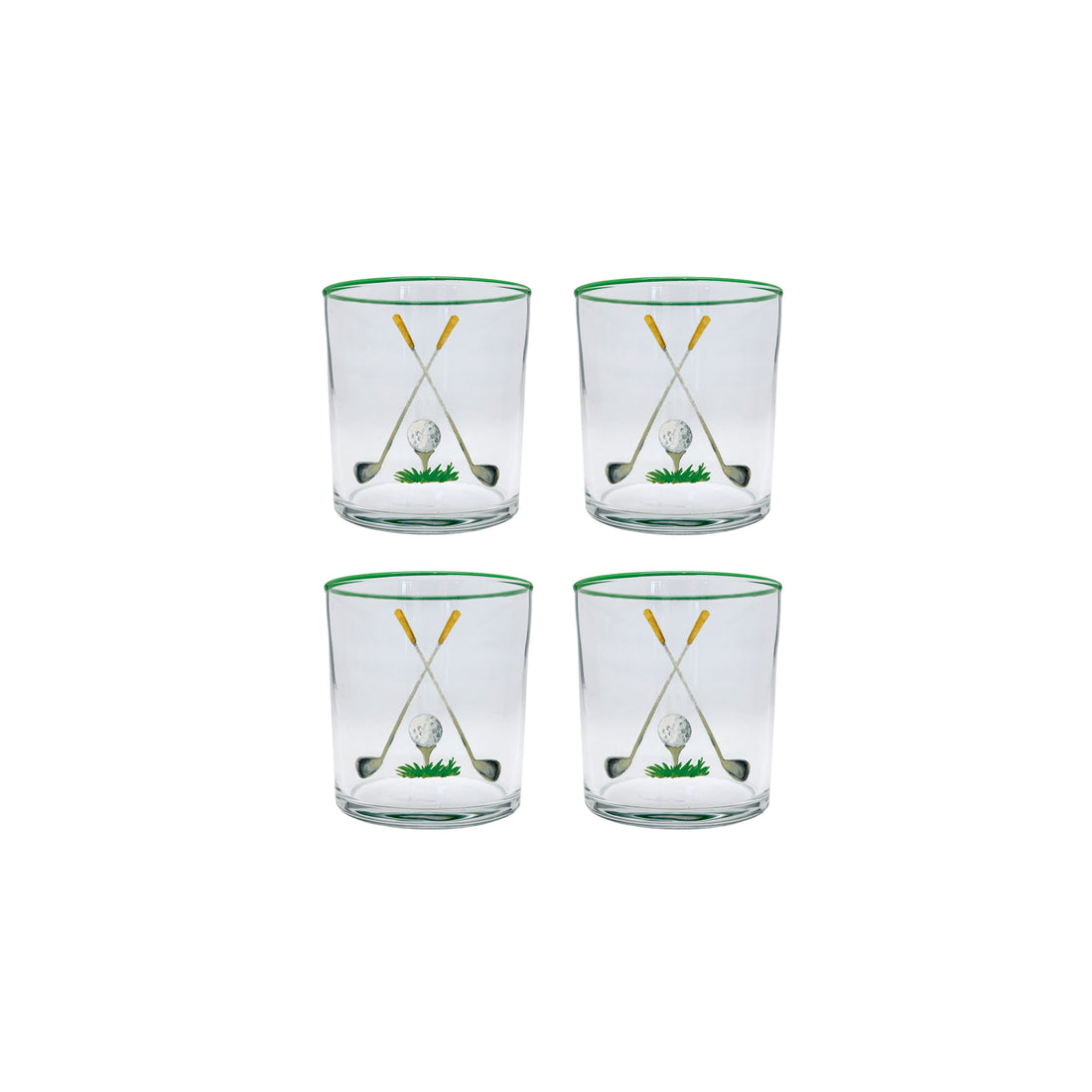 Golf Clubs Suite of 4 Double Old Fashion Glasses