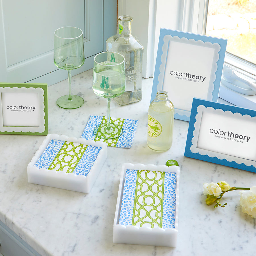 Knots And Spots White Scalloped Cocktail Napkin Box Set