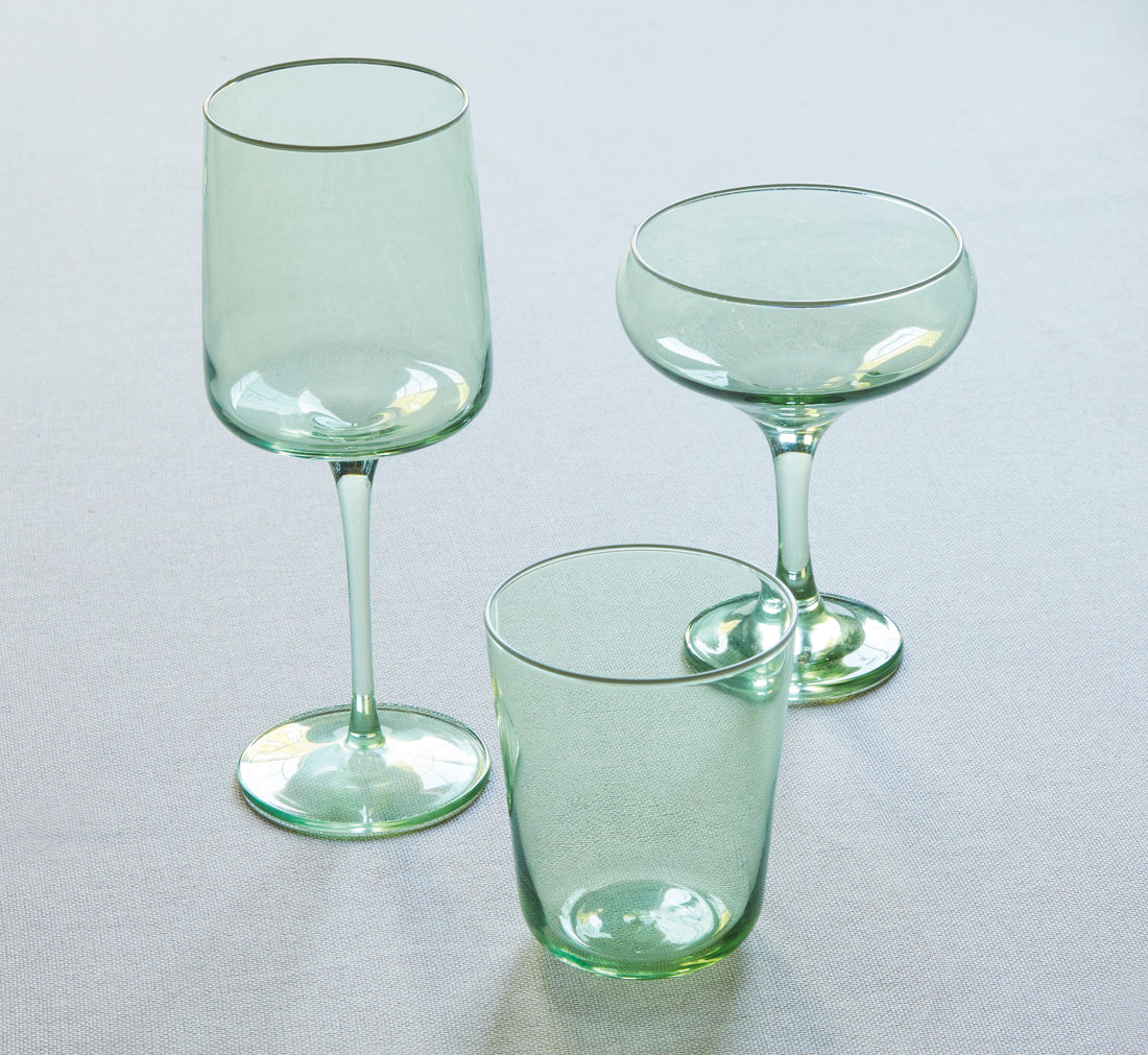 Fine Line Light Green with White Rim DOF Glass Set of 4