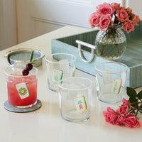 Mahjong Tiles Suite of 4 Double Old Fashion Glasses