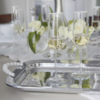 Fine Line Clear With White Rim Champagne Flute Glass Set of 4