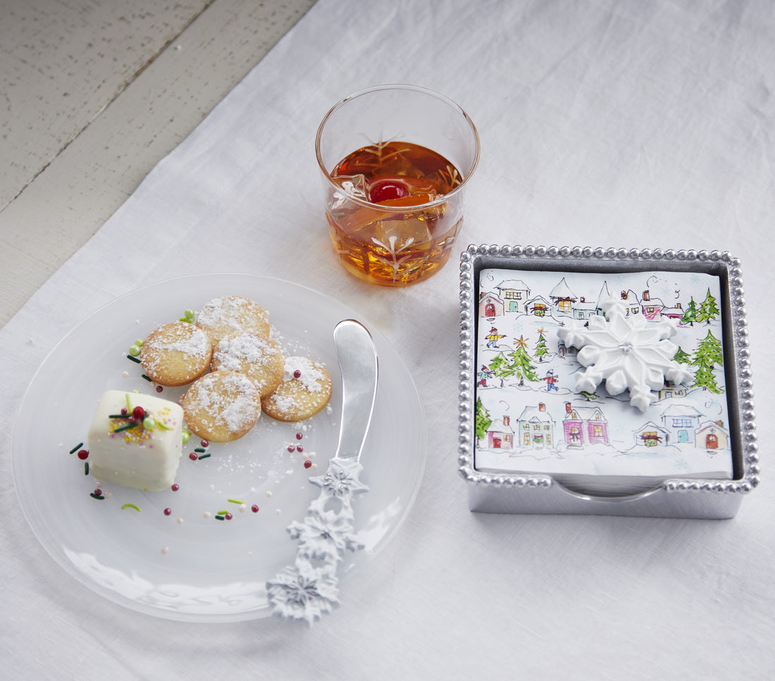 White Snowflake (2974) Beaded Napkin Box Set