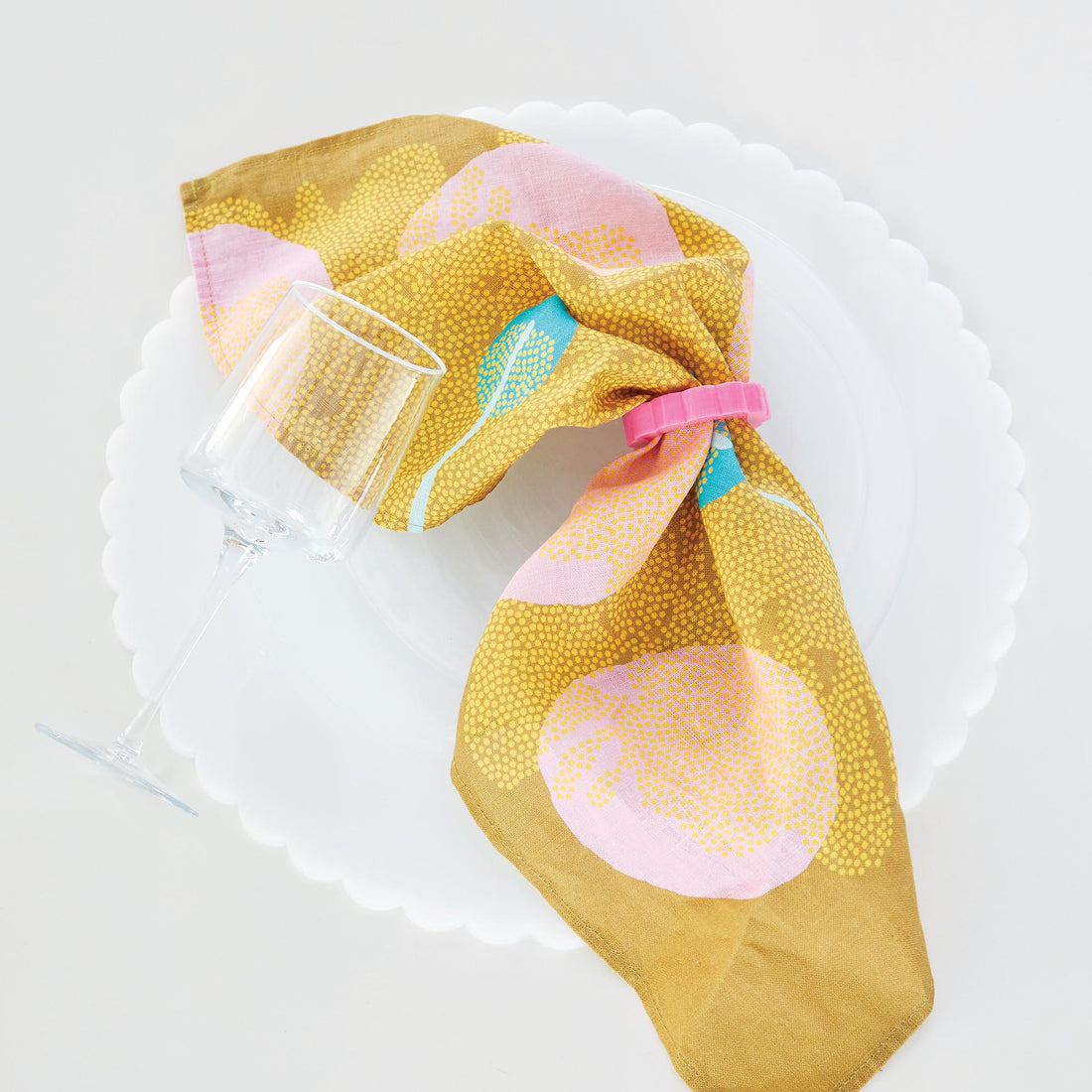 Pink Scallop Napkin Ring Set of 4