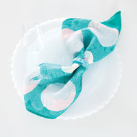Teal Scallop Napkin Ring Set of 4