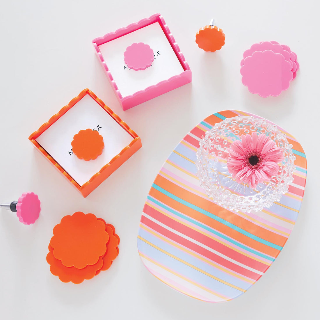 Pink Scallop Acrylic Coaster Set of 4 (3mm)